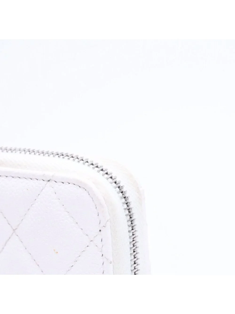 Chanel Classic Coin Purse Stand CC Logo Caviar Leather White Silver